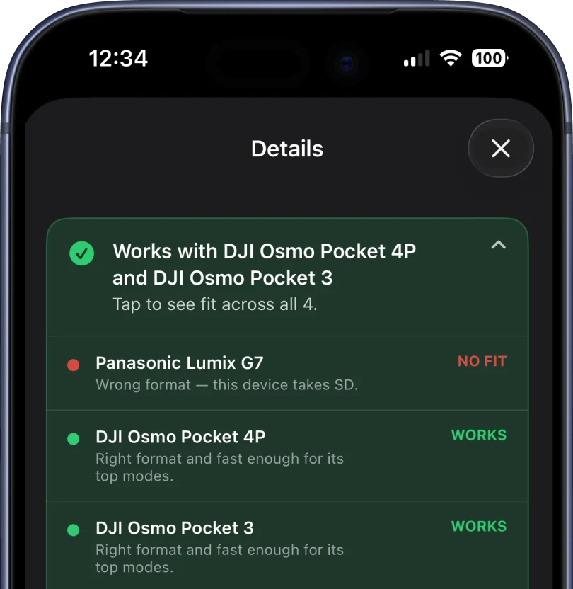 Compatibility engine — works or no-fit across your kit